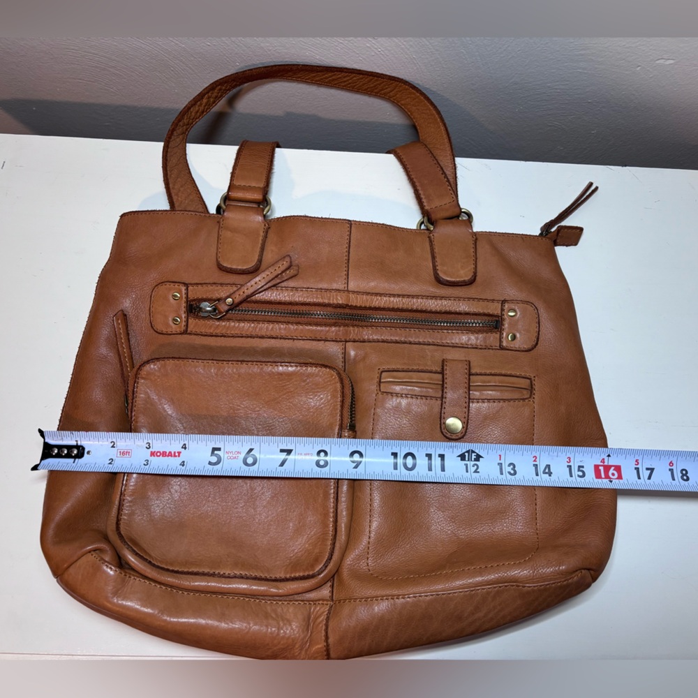 Tan GENUINE LEATHER Tote Bag - Versatile Everyday Carry - Picture 4 of 10